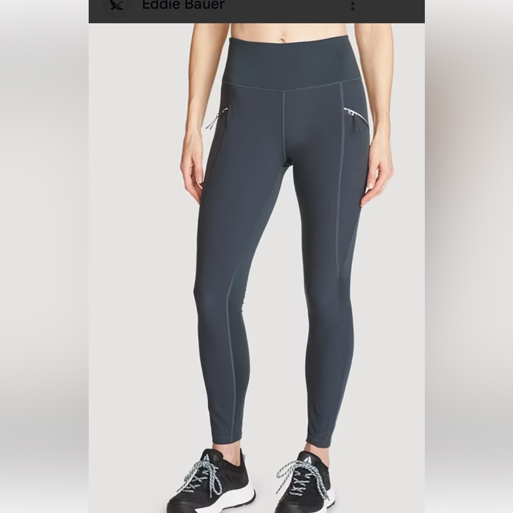 Eddie Bauer Women Trail Tights Blue Leggings Stretch Large High Rise